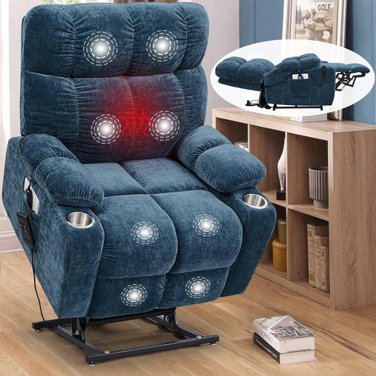 Lay Flat Sleeping Lift Recliner Chair with Heat Vabriation Massage for
