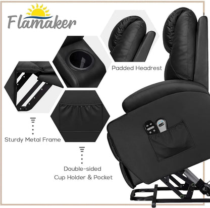 Power Lift Recliner Chair PU Leather with Massage for Elderly