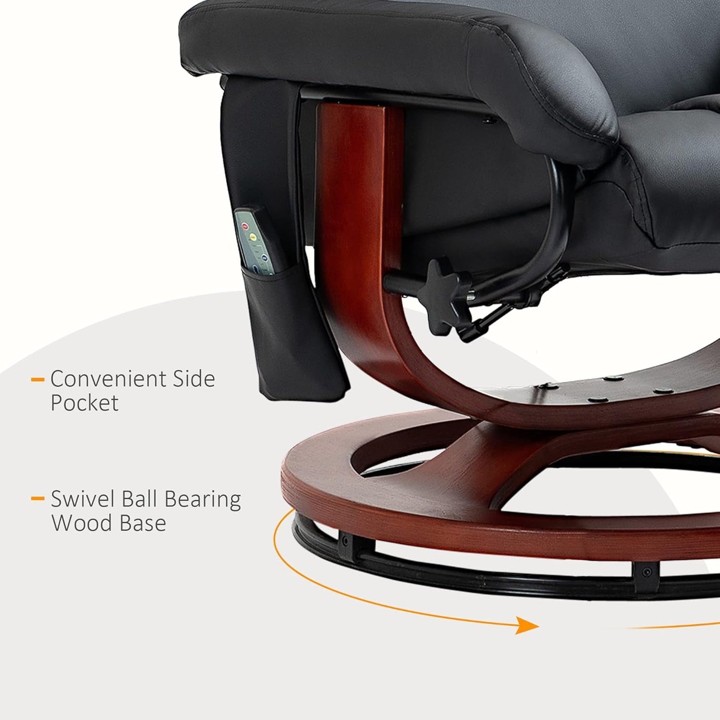 Massage Recliner Chair with Ottoman, Swivel Recliner and Footrest,