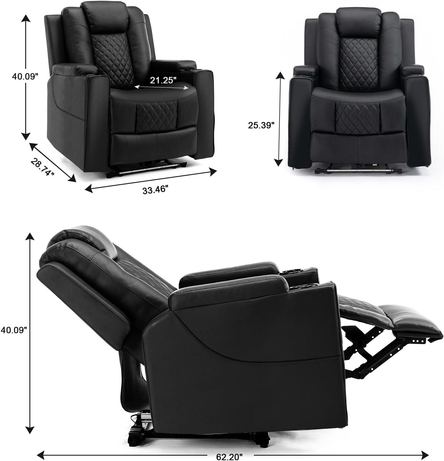Power Recliner Chair PU Leather Electric Massage Recliner Sofa for