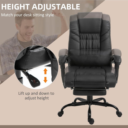 High Back Massage Office Chair with 6 Vibration Points, PU Leather