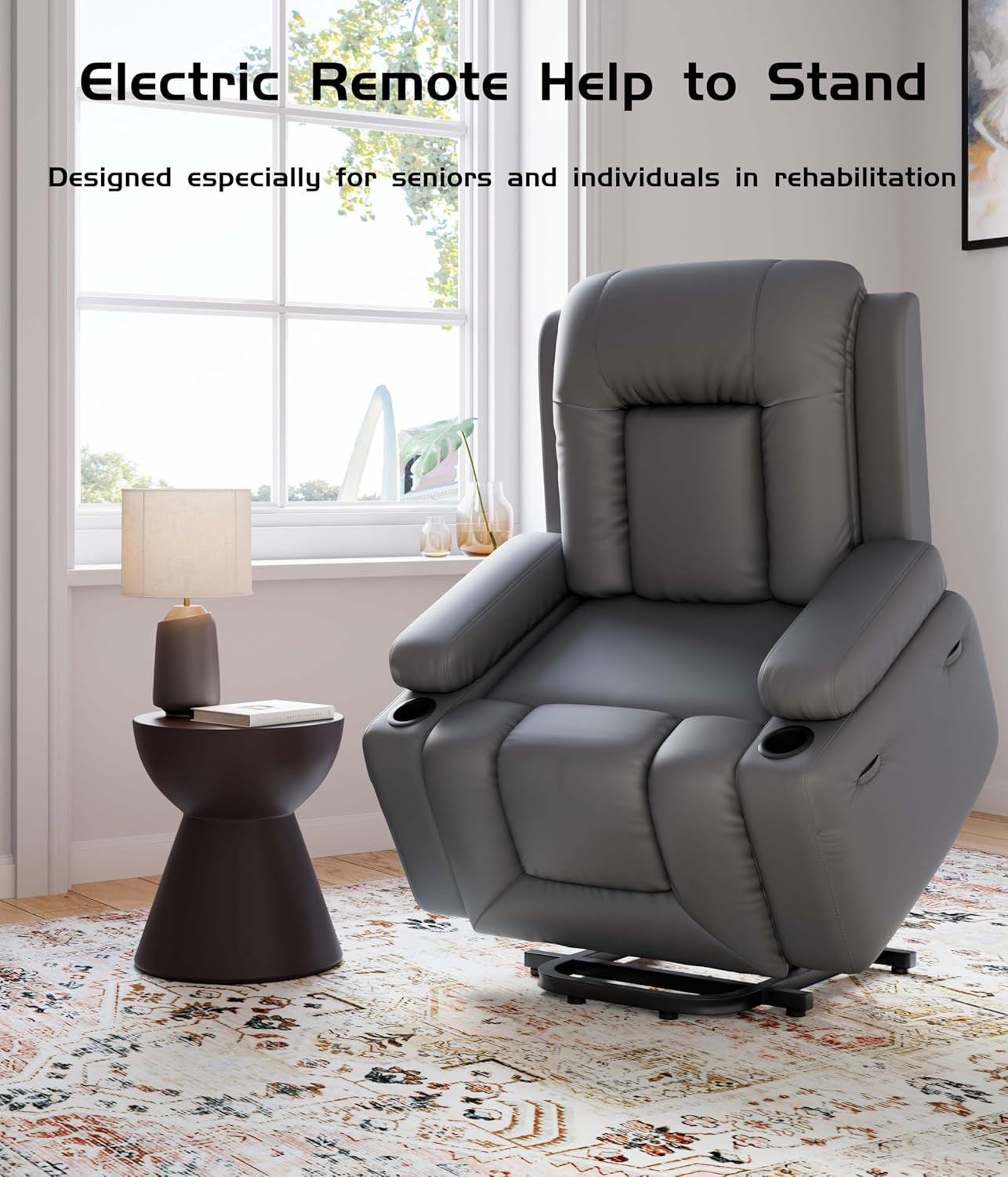 Power Lift Recliner Chair - Heat and Massage, Adjustable Back and
