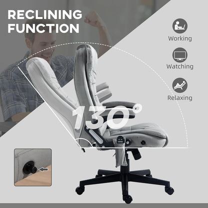 Heated Massage Office Chair, Reclining Velvet, Gray