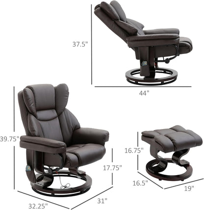 Massage Recliner Chair with Ottoman Footrest, 10 Vibration Points,