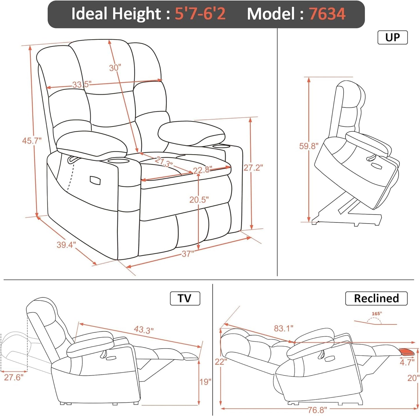 Dual Motor Power Lift Recliner Chair with Massage and Dual Heating,