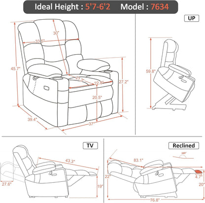Dual Motor Power Lift Recliner Chair with Massage and Dual Heating,