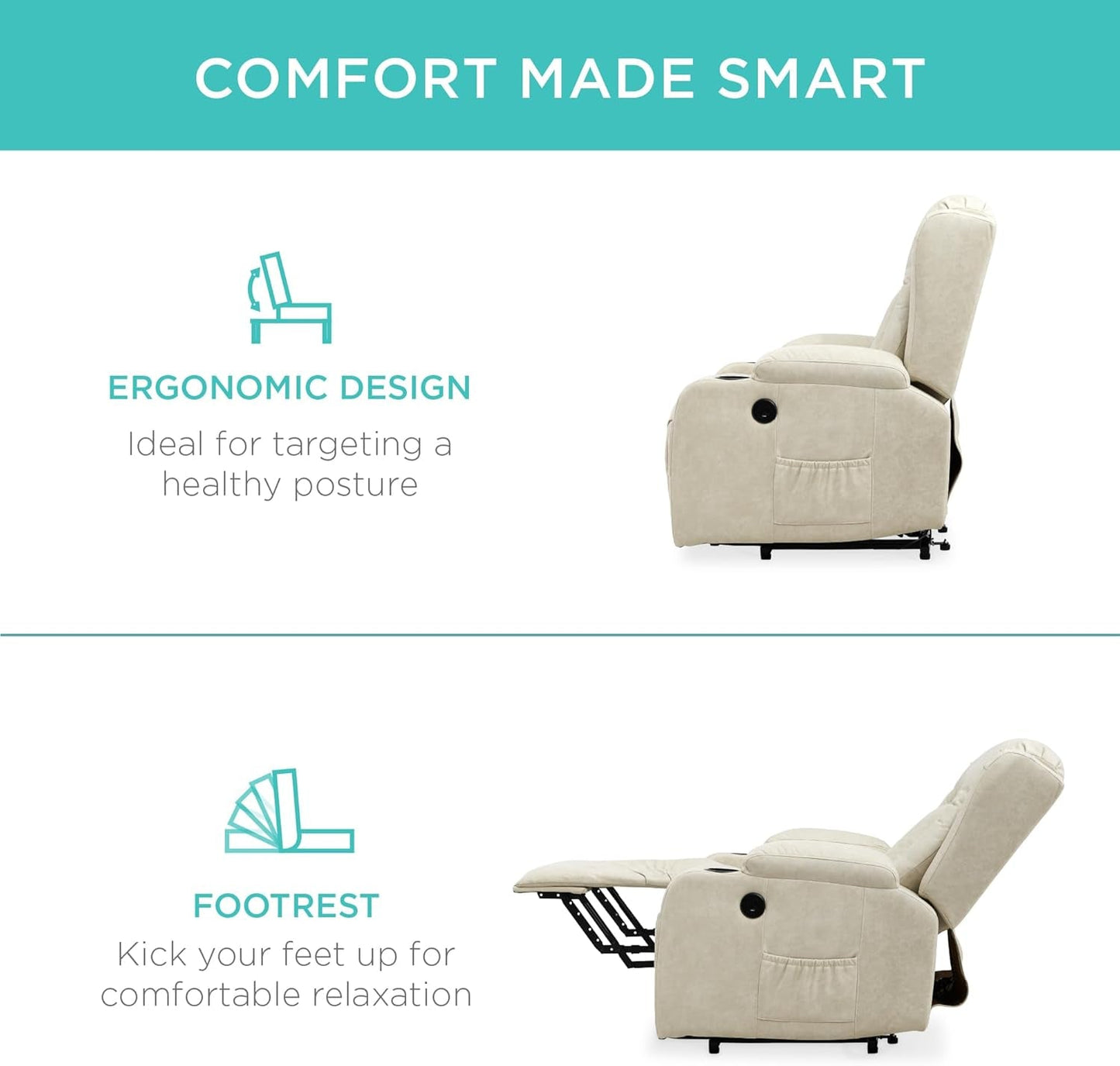 Leather Electric Power Lift Chair, Recliner Massage Chair,