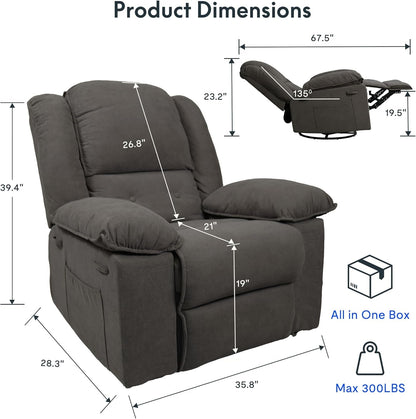 XRC2 Swivel Rocker Recliner Chair for Adults - Massage Reclining Chair