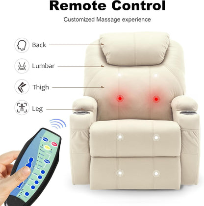 Recliner Chair, Rocking Chair with Massage and Heat, 360° Swivel