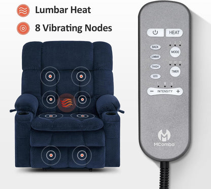 Large Dual Motor Power Lift Recliner Chair Sofa with Massage and Heat