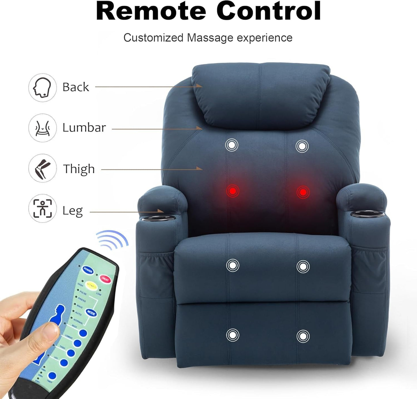 Recliner Chair, Rocking Chair with Massage and Heat, 360° Swivel