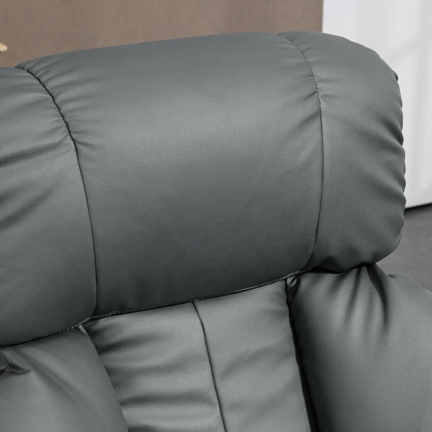 Massage Recliner Chair Ottoman 360 Swivel Leather Gray
