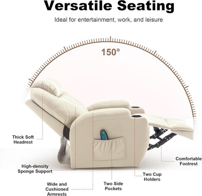 Recliner Chair, Rocking Chair with Massage and Heat, 360° Swivel