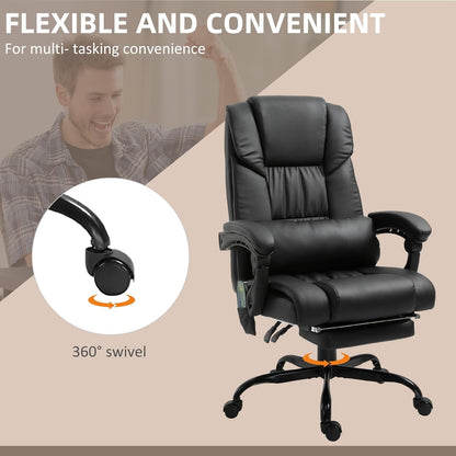 High Back Massage Office Chair with 6 Vibration Points, PU Leather