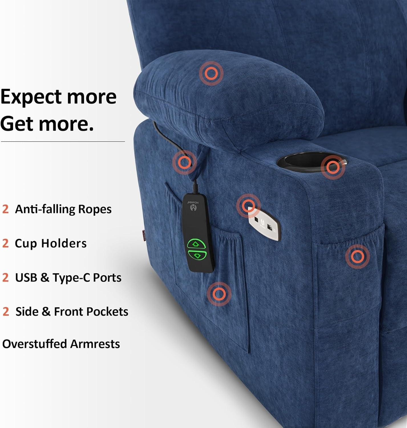 Small Power Lift Recliner Chair Sofa with Massage and Heat for Petite