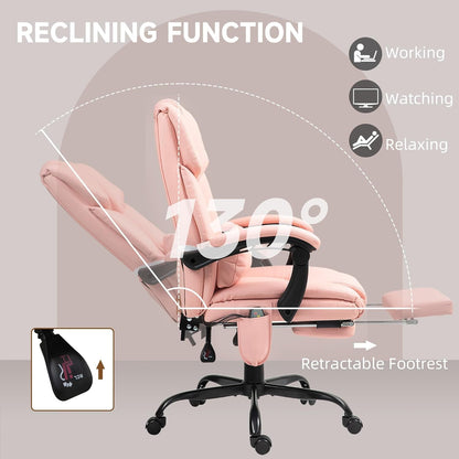 High Back Massage Office Chair with 6 Vibration Points, PU Leather