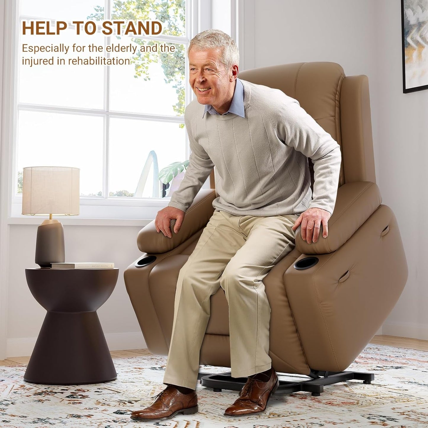 Power Lift Recliner Chair PU Leather with Massage for Elderly