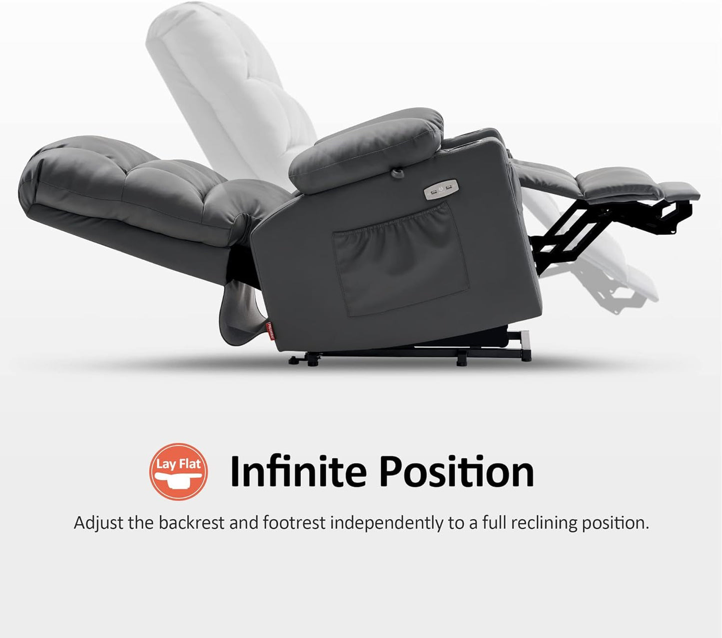 Large Lay Flat Dual Motor Power Lift Recliner Chair Sofa with Massage