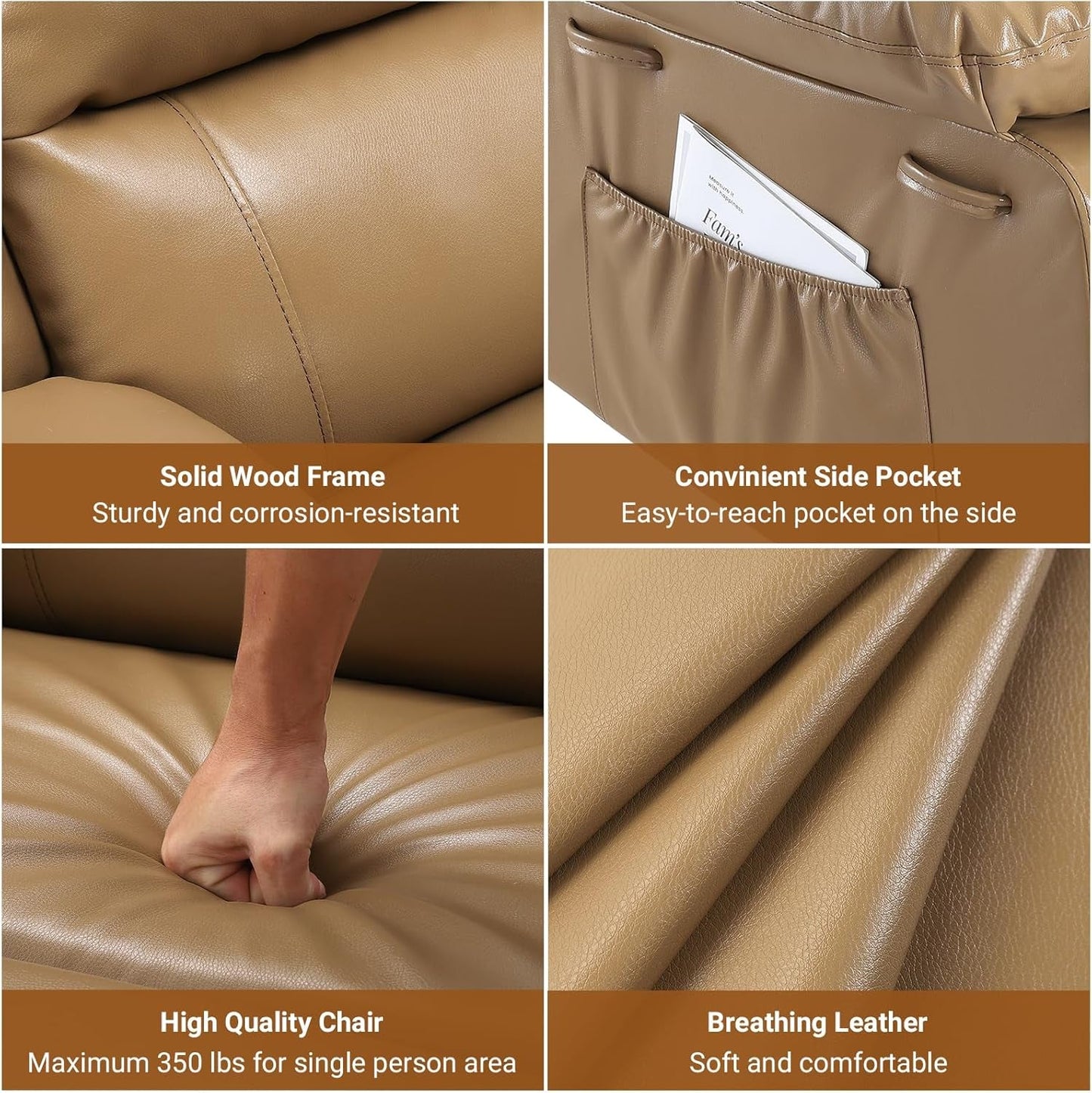 Power Lift Recliner Chair PU Leather with Massage for Elderly