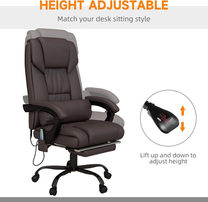 High Back Massage Office Chair with 6 Vibration Points, PU Leather