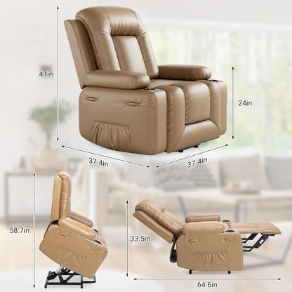 Power Lift Recliner Chair PU Leather with Massage for Elderly