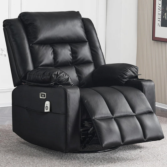 Power Swivel Rocker Recliner Chair for Adults with Massage and Heat,