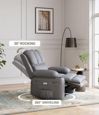 Oversized Recliner Chairs with Heat and Massage - 360° Swivel Lazy