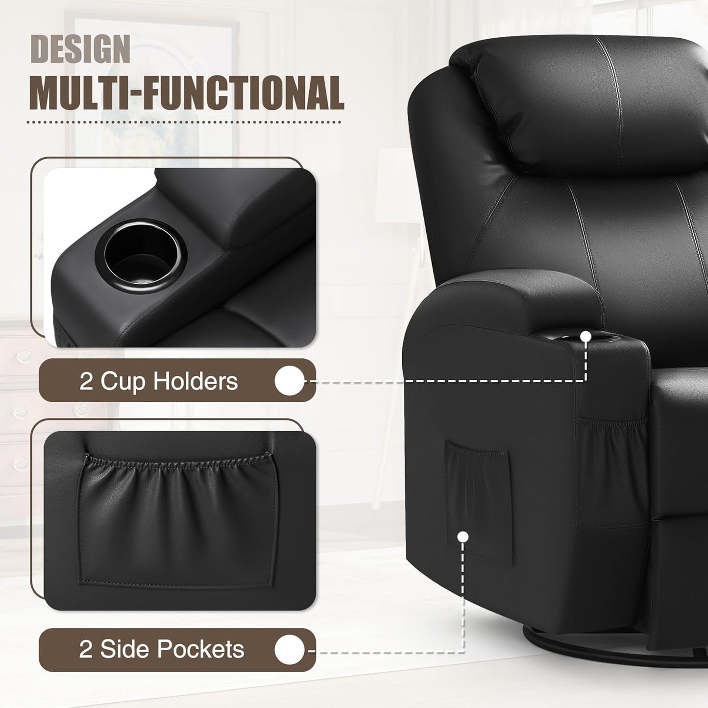 Recliner Chair, Rocking Massage Chairs, Home Reclining Sofa Chair, PU