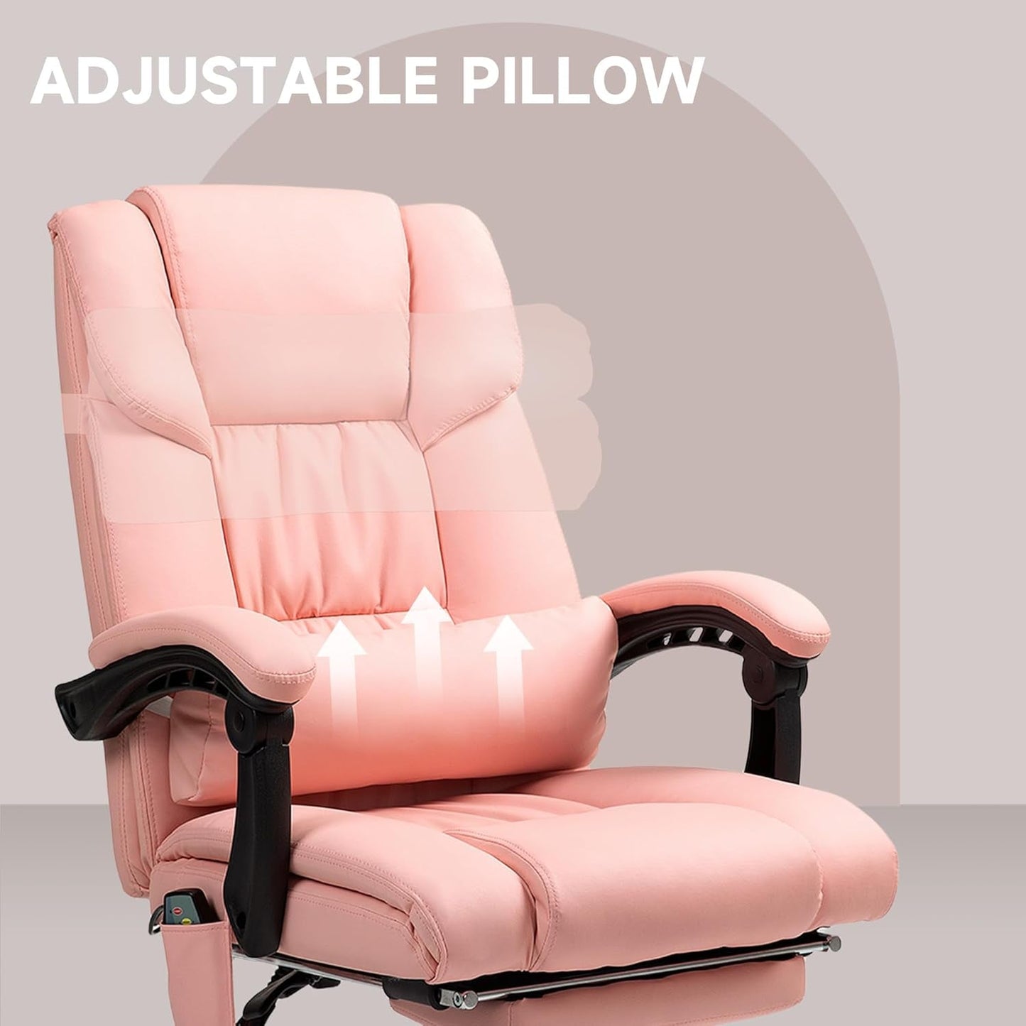 High Back Massage Office Chair with 6 Vibration Points, PU Leather