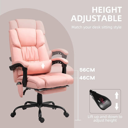 High Back Massage Office Chair with 6 Vibration Points, PU Leather