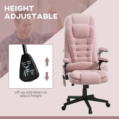 6 Point Vibrating Massage Office Chair with Heat, Velvet High Back