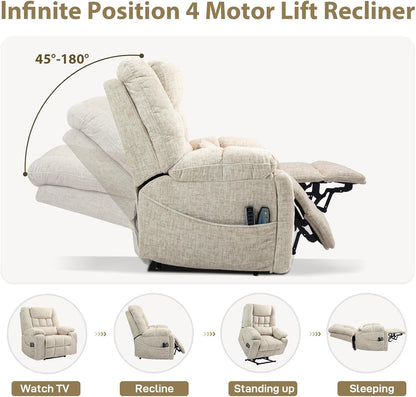 Power Lift Recliner Chair for Elderly with Massage and Heat, 4-Motor