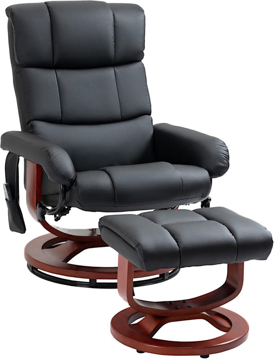 Massage Recliner Chair with Ottoman, Swivel Recliner and Footrest,