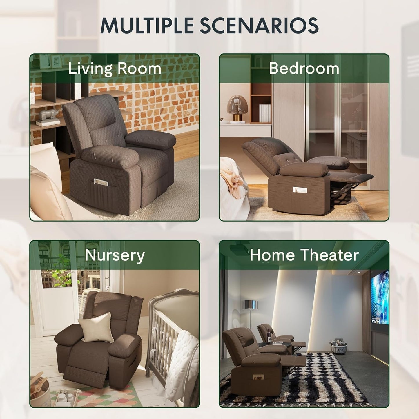 XRC2 Swivel Rocker Recliner Chair for Adults - Massage Reclining Chair