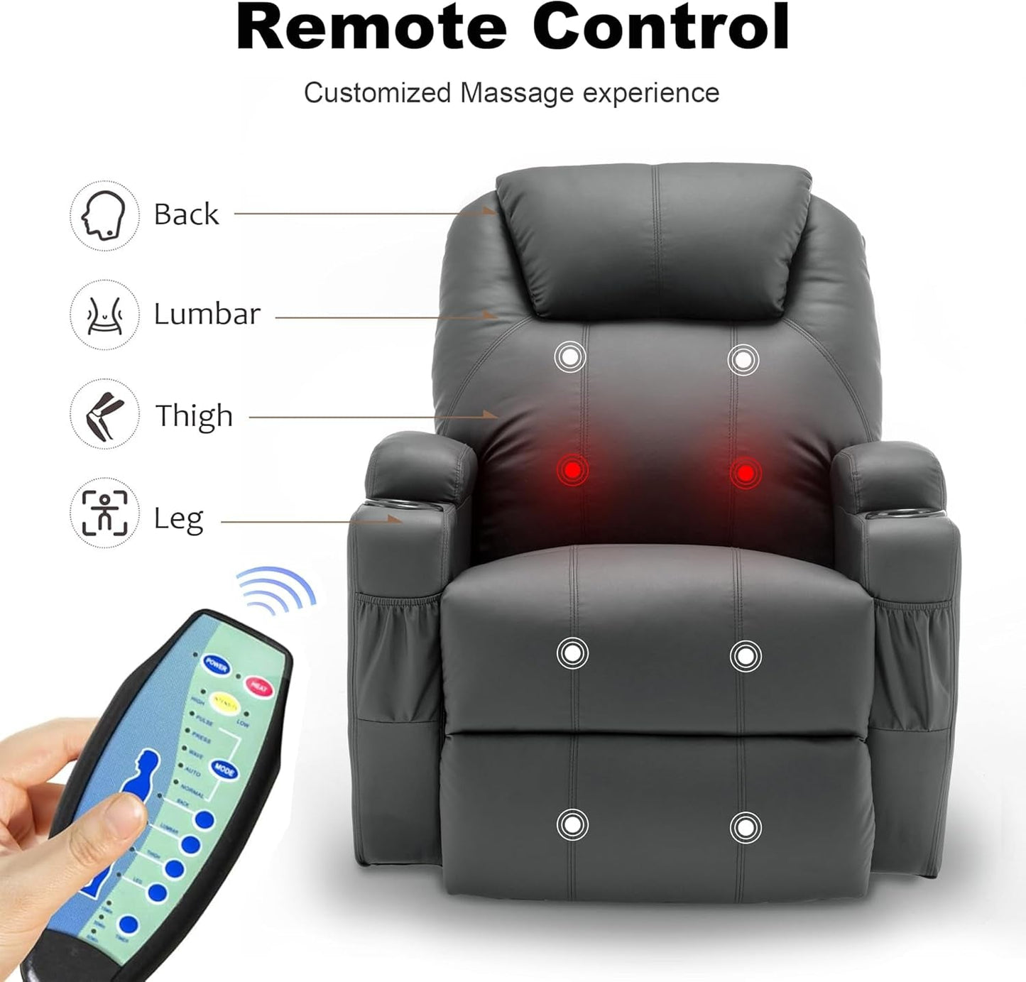 Recliner Chair, Rocking Chair with Massage and Heat, 360° Swivel