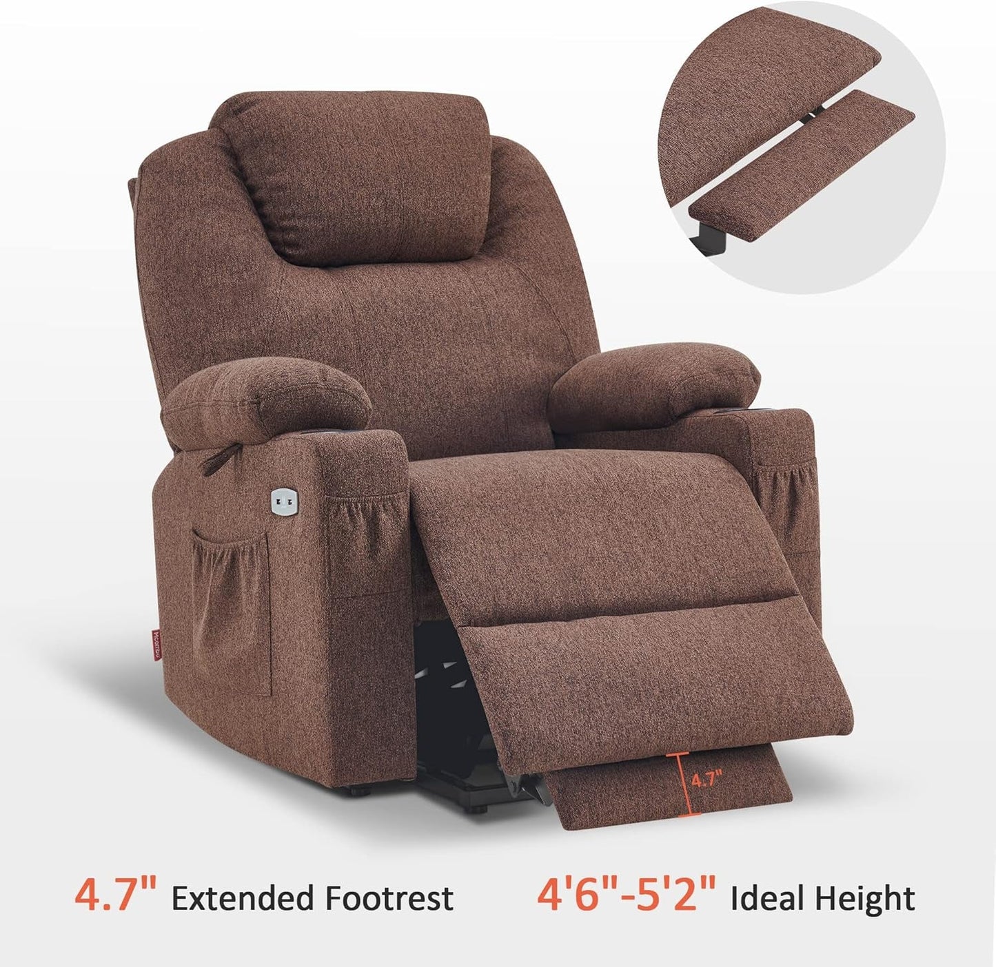 Small Power Lift Recliner Chair Sofa with Massage and Heat for Petite