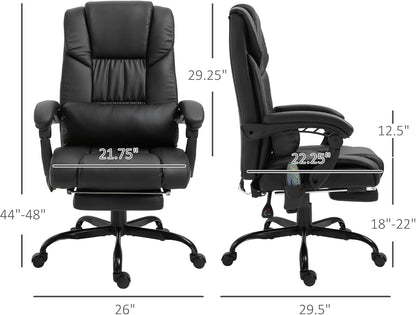 High Back Massage Office Chair with 6 Vibration Points, PU Leather