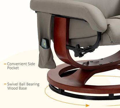 Massage Recliner Chair with Ottoman, Swivel Recliner and Footrest,