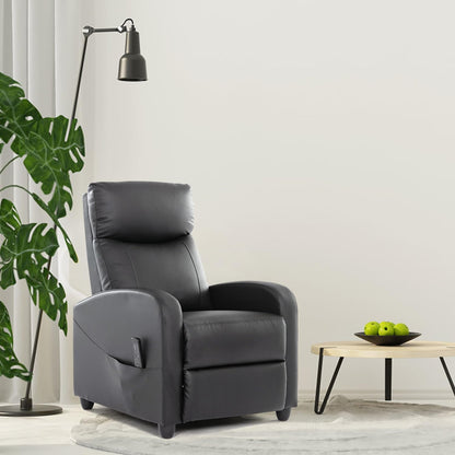 Recliner Chair with Massage and Lumbar Support, Small PU Leather Home
