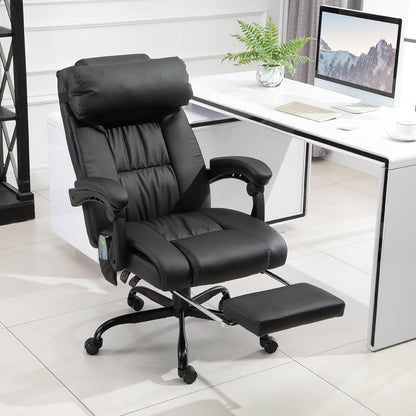 High Back Massage Office Chair with 6 Vibration Points, PU Leather