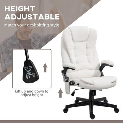 6 Point Vibrating Massage Office Chair with Heat, Velvet High Back