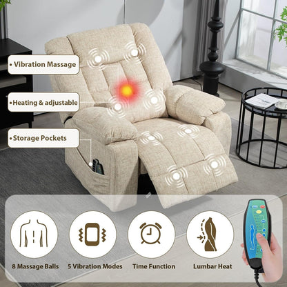 Power Lift Recliner Chair for Elderly with Massage and Heat, 4-Motor