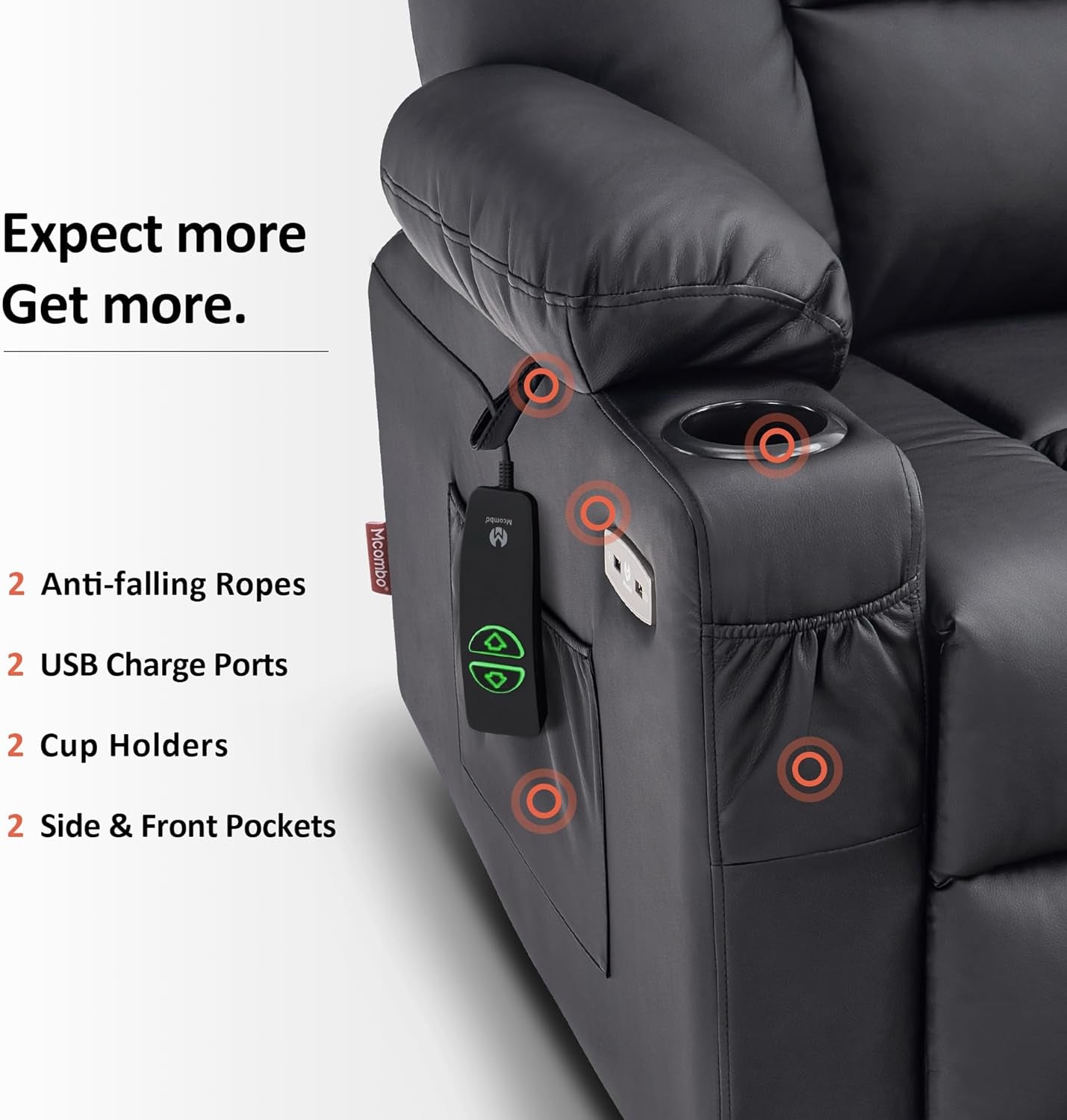 Large Power Lift Recliner Chair Sofa with Massage and Heat for Big and