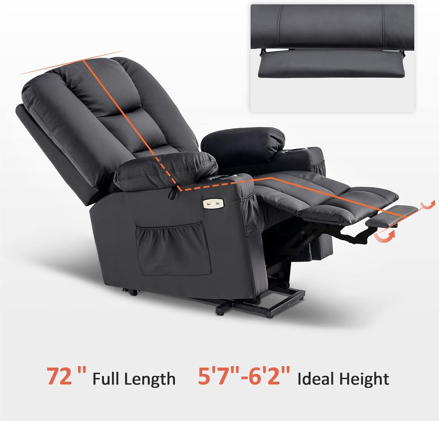 Large Power Lift Recliner Chair Sofa with Massage and Heat for Big and