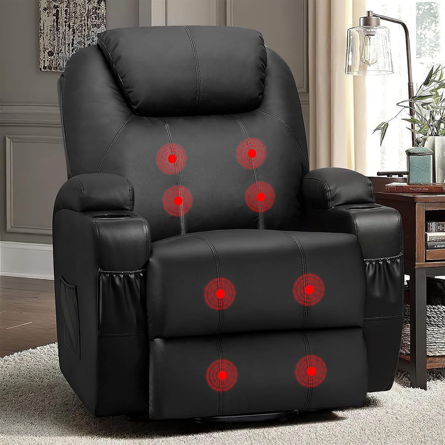 Power Lift Recliner Chair PU Leather with Massage for Elderly