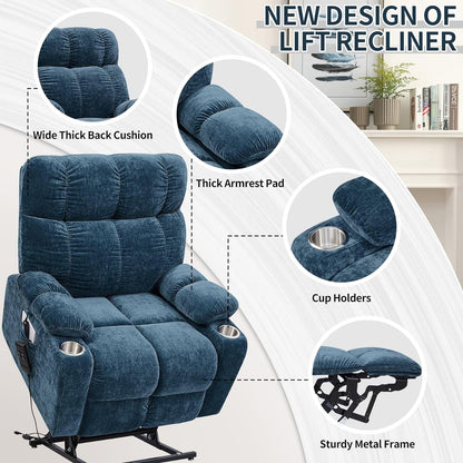 Lay Flat Sleeping Lift Recliner Chair with Heat Vabriation Massage for