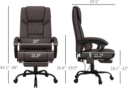 High Back Massage Office Chair with 6 Vibration Points, PU Leather