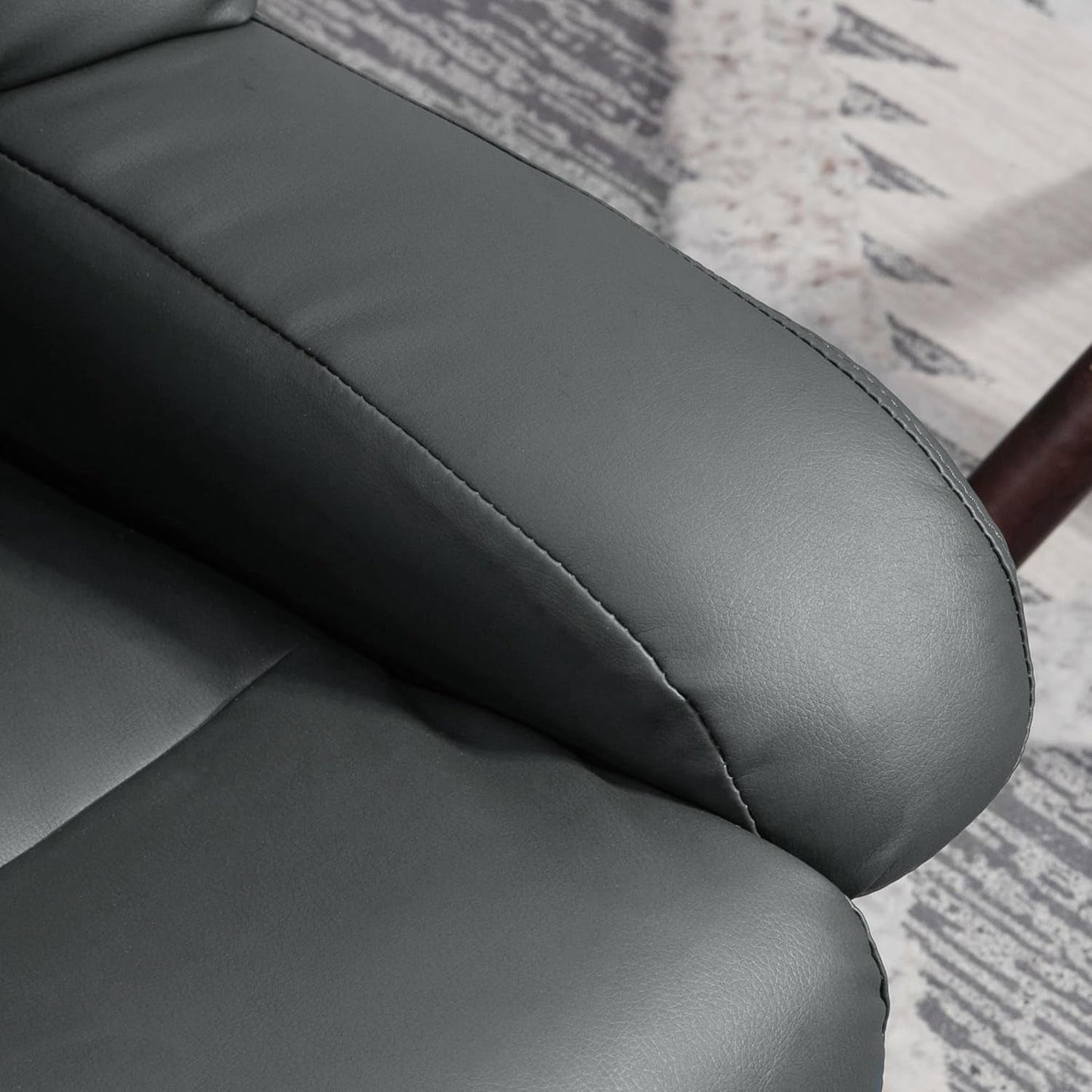 Massage Recliner Chair Ottoman 360 Swivel Leather Gray