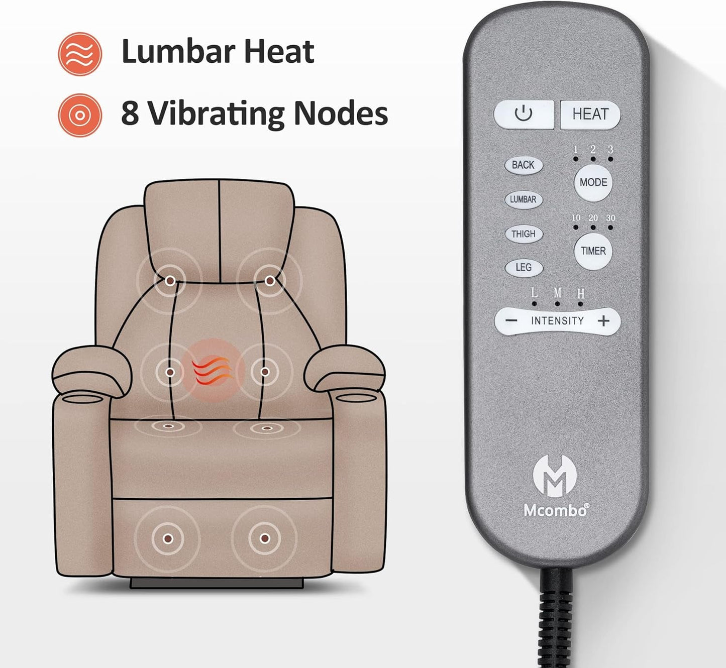 Small Power Lift Recliner Chair Sofa with Massage and Heat for Petite