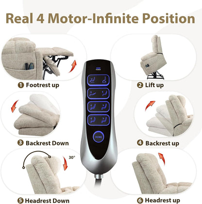 Power Lift Recliner Chair for Elderly with Massage and Heat, 4-Motor